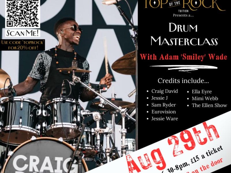 Drum clinic with Adam ‘Smiley’ Wade at Top of the Rock Tuition
