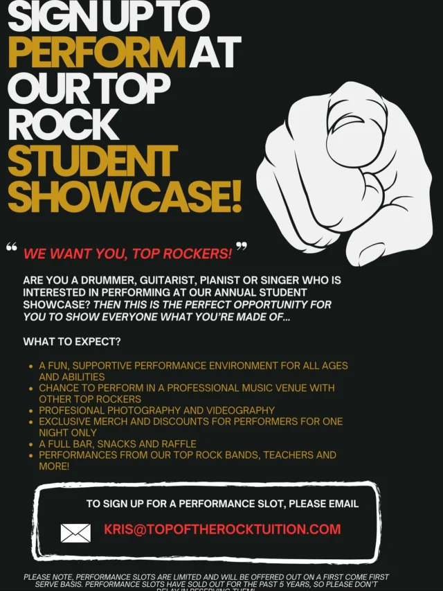 “CALLING ALL TOP ROCKERS”‼️

Performance slots for our annual Christmas showcase are now available to reserve and they are flying out FAST - don’t miss your chance to perform and show everyone what you’ve got ⚡️

Performers of all ages, abilities and instruments welcome! 

Join us for a night filled with fantastic musical performances, a full bar, snacks, raffle and EXCLUSIVE merchandise available at a discounted rate for performers for one night only 👀 

Spectator tickets for the event are now on sale (link in bio, or on @thetinmusicandarts The Tin Music and Arts website) and all performers go FREE! 

GO GO GO…