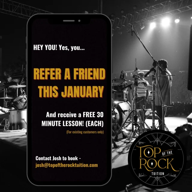 WE'RE BACK BABYYYYYYY!

And we're hitting the ground running with our new promotion, only available through January 🙌

REFER A FRIEND this January and if they sign up for weekly lessons, you will BOTH receive a FREE 30 MINUTE LESSON. This promotion is available across all 3 of our studios, so get in touch today to book!

Let's be having ya 2026 👀