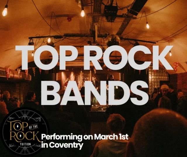 Another day, another TOP NOTCH, BRAIN BOGGLING, MUSICALLY MAGICAL Top Rock student performance 🌟 

Join us at The Arches in Coventry and watch our Top Rock bands rock the night away! 

Big thanks to @alexsinesiguitar for organising the event and for leading our bands (C.I.B, Mystics and Midnight Embers) in their weekly sessions - we love to see so much improvement everytime the bands perform 🤩